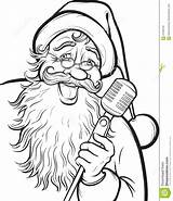 Santa Coloring Claus Singing Christmas Vector Illustration sketch template