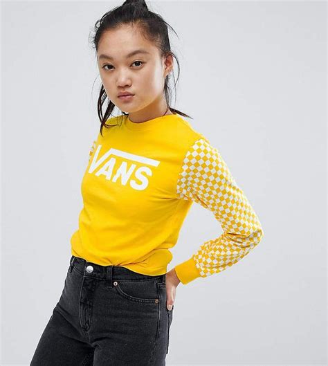 vans exclusive yellow sporty heritage long sleeve  shirt camoflage outfits comfy outfits teen