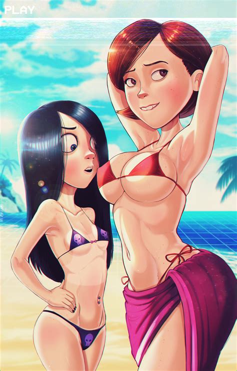 Rule 34 2girls Armpits Arms Up Beach Bikini Black Hair