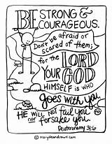 Deuteronomy Courageous Fears Afraid Wrestling Courage Marydeandraws Colouring Kontiki sketch template