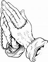 Praying Hands Rosary Line Drawing Vector Tattoo Drawings Stencil Hand Cross Clipart Getdrawings Religious Tattoos Illustration Faith Graphic Graphics Banner sketch template