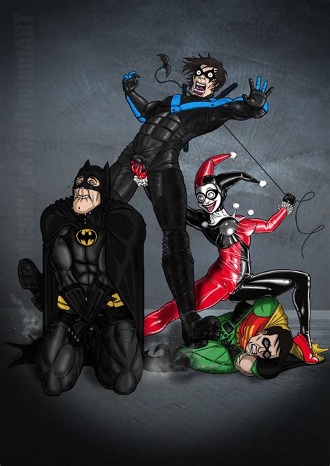 Harley Quinn Vs Batman Robin And Nightwing By Nicetarget