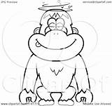 Drunk Coloring Dumb Monkey Orangutan Clipart Cartoon Thoman Cory Outlined Vector Template sketch template