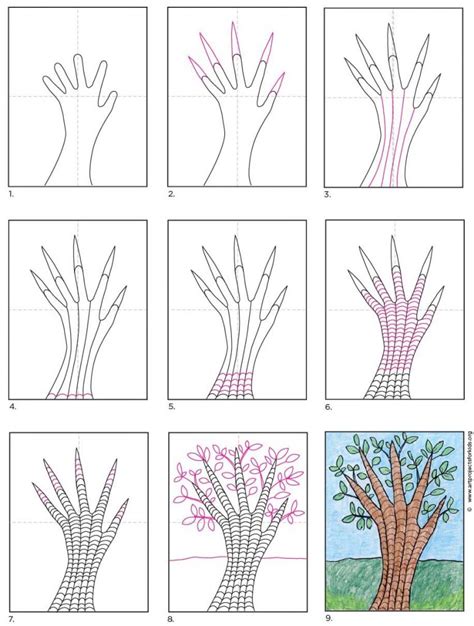 draw  easy tree art projects  kids