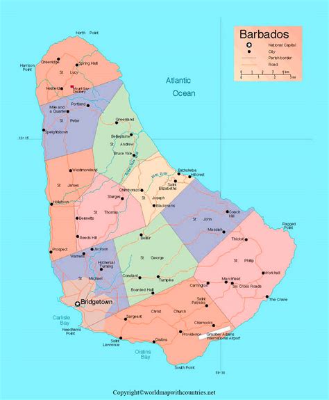 4 Free Printable Labeled And Blank Map Of Barbados Map In Pdf World