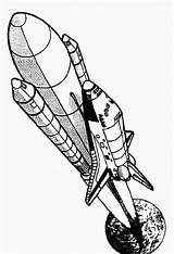 Rocket Ship Coloring Drawing Space Pages Shuttle Printable Rockets Clipart Drawings Launch Cartoon Cliparts Line Rocketship Sketch Print Clip Simple sketch template