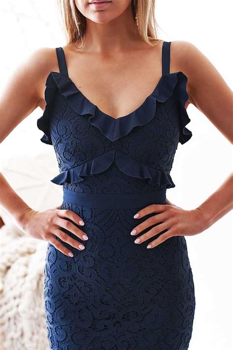 Buy Leanne Lace Midi Dress Navy Online Miss Runway Boutique