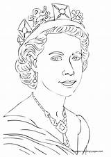 Coloring Pages Royal Family Queen British Elizabeth Beautiful Ii Princess Print Illustration sketch template