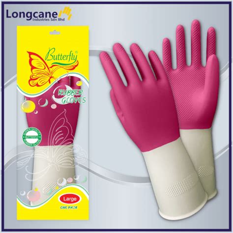 butterfly cm bi colour household rubber glove longcane industries