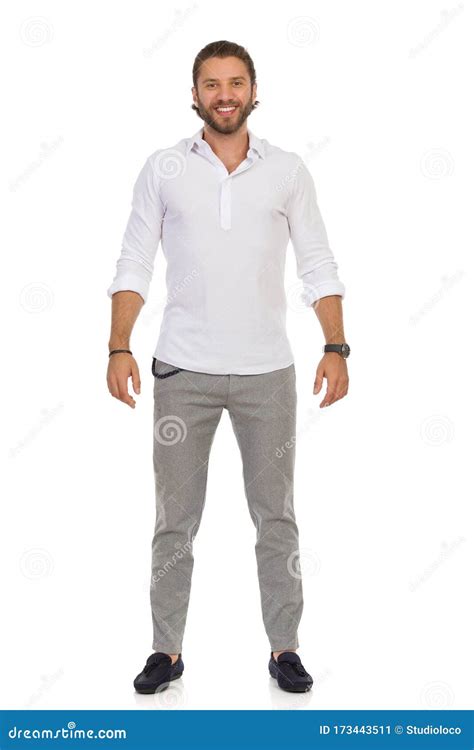 handsome man standing relaxed front view stock image image  front studio