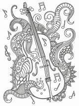 Coloriage Mandala Kolorowanka Sheets Musical Violon Muzyka Gst Adulte Musica Cello Coloriages Zentangle Zentangles sketch template