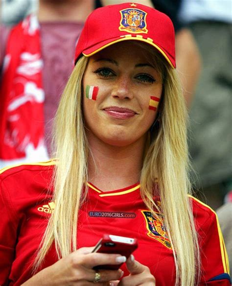 Beautiful Spanish Fan Support Her Team At The European