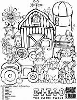 Farm Hidden Animal Coloring Pages Table Printable Animals Pdf Colouring Barn sketch template