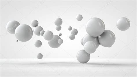 ilustracion  de bolas de diferentes tamanos colgando en el espacio