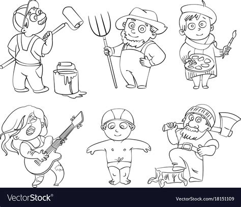 professions coloring book royalty  vector image