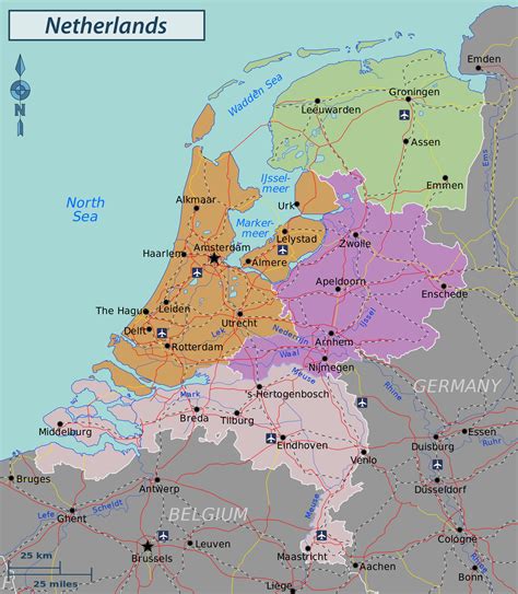 large regions map  netherlands netherlands europe mapsland