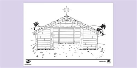 nativity stable colouring colouring sheets teacher