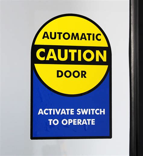 caution automatic door label  sided die cut labels sku