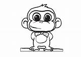 Monkey Baby Cartoon Kids Coloring Pages Cute Printable Color Print sketch template