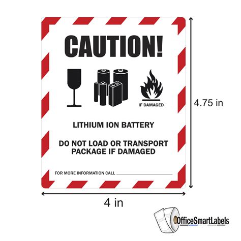 caution lithium ion battery stickers transport warning labels