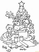 Coloring Christmas Tree Pages Decorating Reindeer Print Color Chrildren Year Kids Printable Line Online Boy Girl Size Decorated Decor Colorir sketch template
