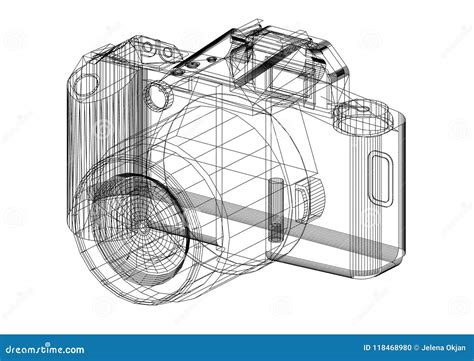 digital camera architect blueprint isolated stock illustration