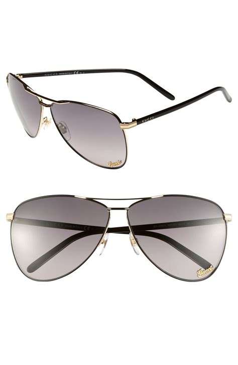 gucci 62mm metal aviator sunglasses in gray for men shiny black lyst