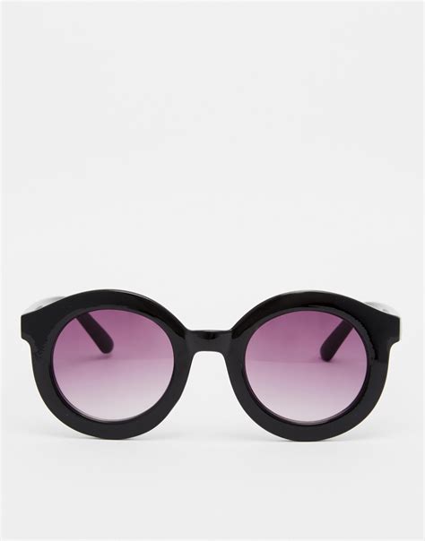 Asos Round Sunglasses In Black Lyst