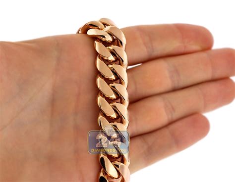 handmade 18k rose gold miami cuban link mens chain 16 mm