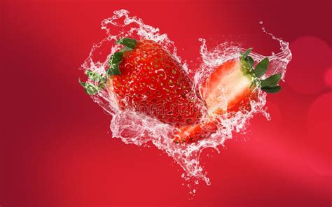 strawberry splash stock image image  water vitamin