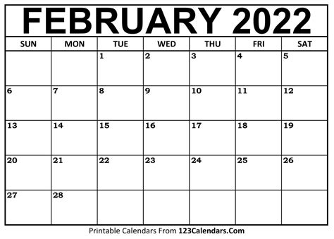 printable february  calendar templates calendarscom