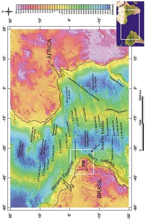 mapa de elevacao  fundo oceanico  topografia continental    scientific diagram