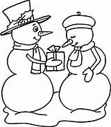 Couple Snowman Coloring Pages Color Snow Printable Drawing Christmas Happy Year Super sketch template