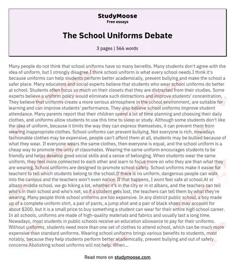 school uniforms debate  essay