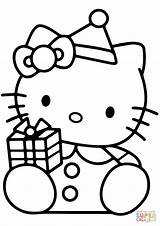Coloring Kitty Hello Christmas Gift Outline Clipart Pages Drawing Present Box Kids Color Print Cupcake Printable Drawings Cartoon Easy Tags sketch template