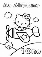 Kitty Hello Coloring Pages Airplane Colouring Little Gif Birthday Unknown sketch template