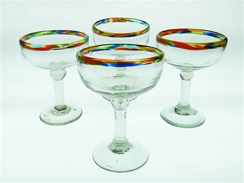 Mexican Margarita Glasses Multi Colors Confetti Rim 10 Oz