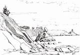 Cliff Landscape Sketch Pen Ink Sketches Drawing Drawings Ireland Howth Rocky Draw Laux Abby Pencil Shore Beach sketch template