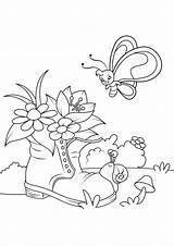 Coloring Pages Flowers Kleurplaat Lente Shoe Butterfly Tuin Snail Vlinder Spring Old Sommerfugl Vår Bilde Shoes Printable Hagen Fargelegge Garden sketch template