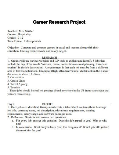 career research report examples