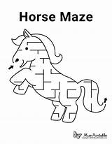 Maze Horse Printable Mazes Museprintables Kids Animal Worksheets sketch template