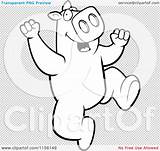 Pig Jumping Character Outlined Coloring Clipart Cartoon Vector Illustration Transparent Background Thoman Cory sketch template