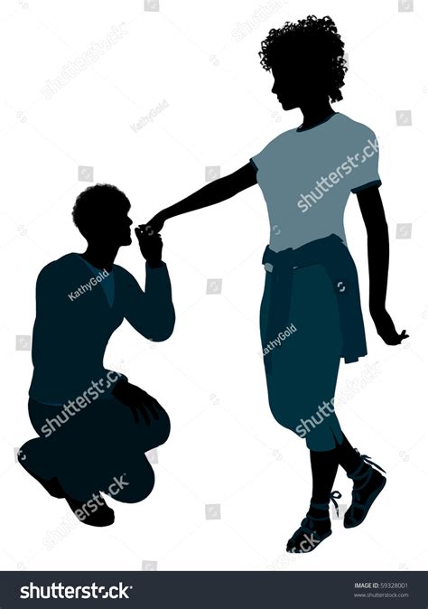 African American Couple Silhouette Illustration On Stock
