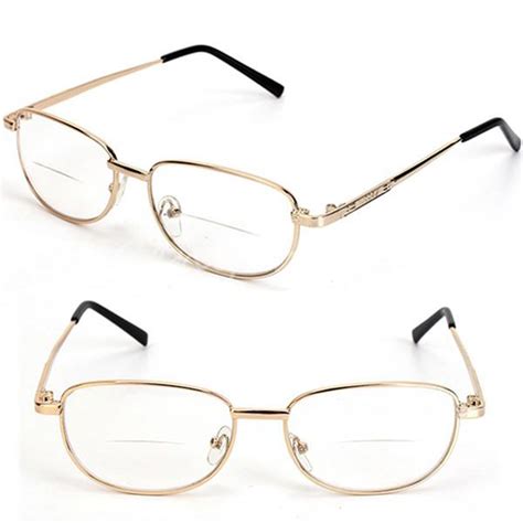 Fashion Bifocal Lens Rimmed Men S Reading Glasses Gold Metal Frame