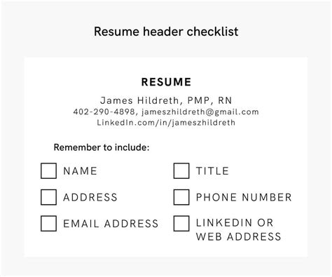 resume header examples  professional headings