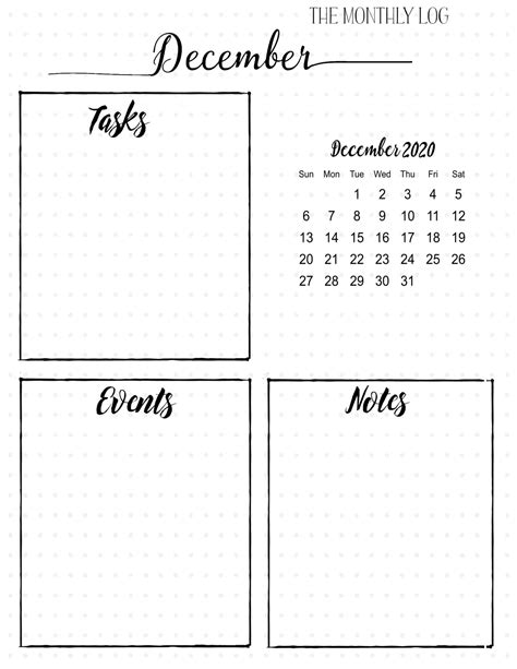 bullet journal monthly log   printable templates