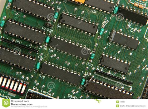 circuit board  stock image image  capacitor circuitry