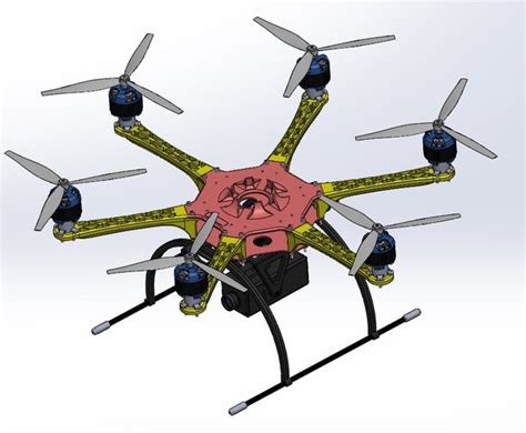 hexacopter drone assembly     model  interia cad crowd