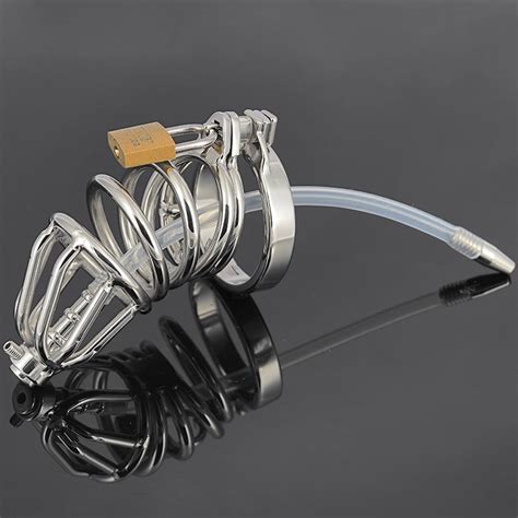304 real stainless steel male chastity device men cock cage with
