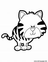 Tiger Coloring Pages Cute Cat Kitten Printable Baby Clipart Print Getdrawings Drawing Comments Library Coloringhome sketch template